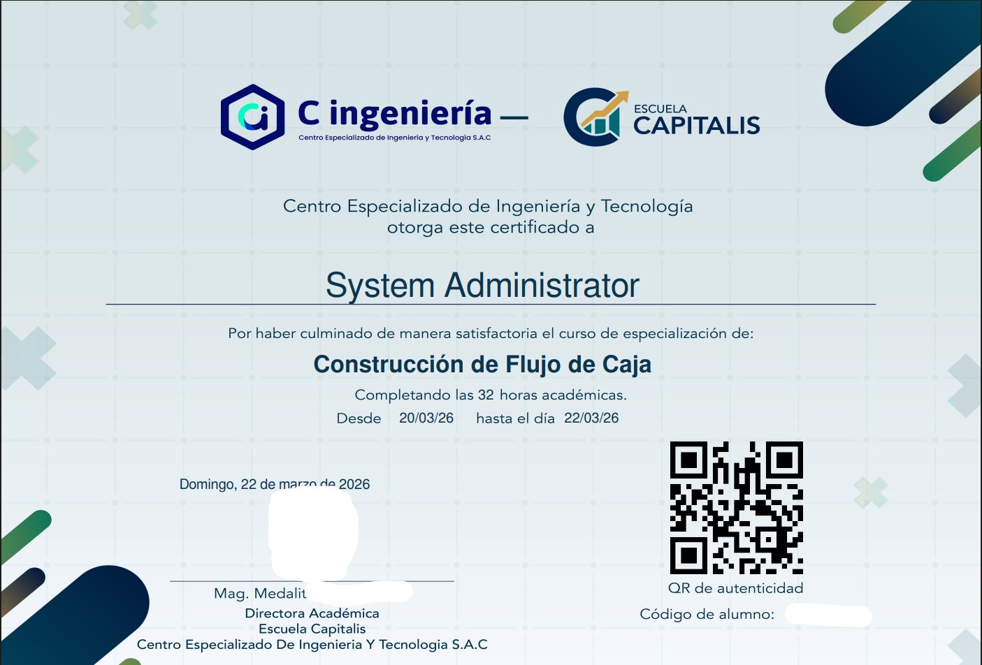 Certificado Escuela Capitalis